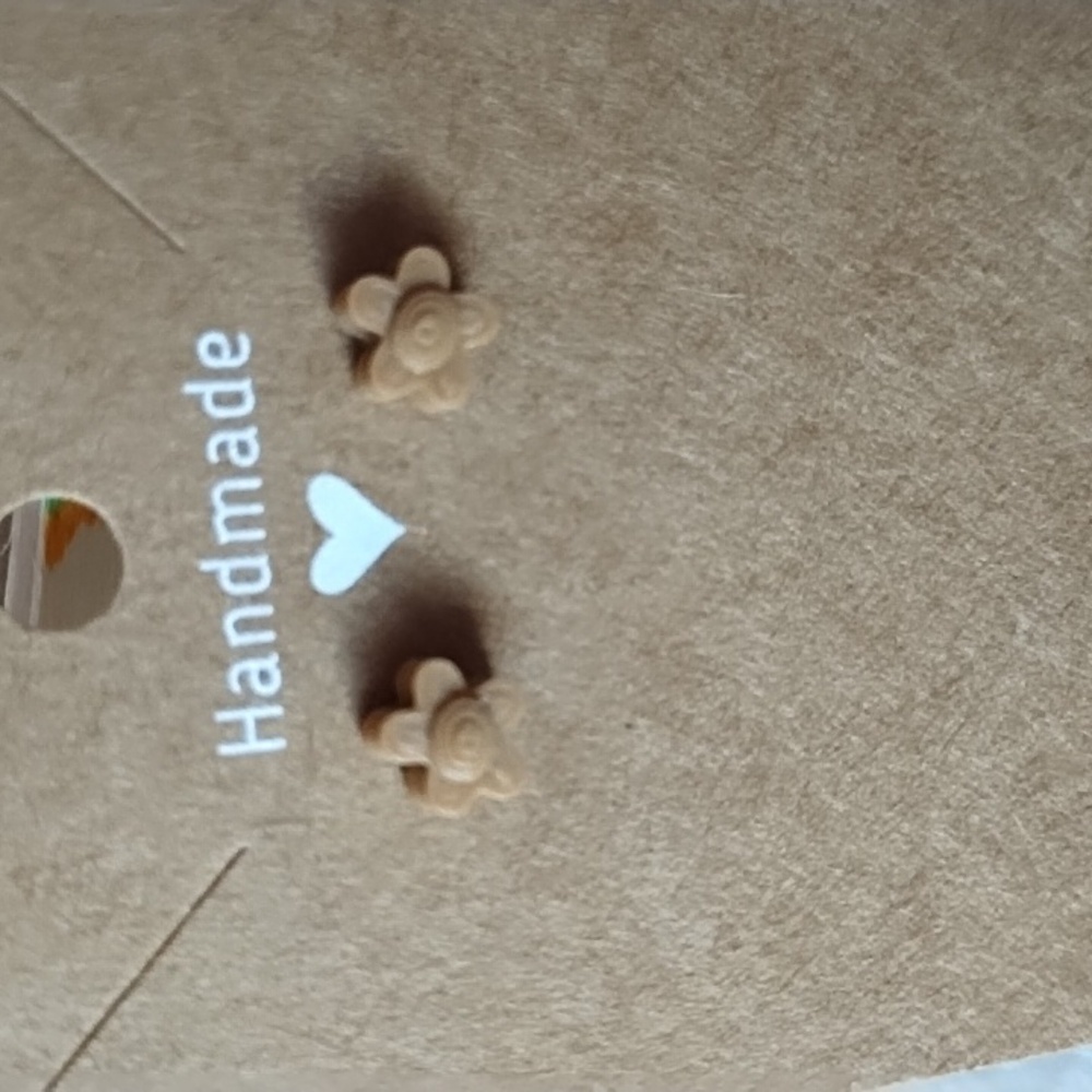 Handmade - Brown flower earrings - Picture 2 of 4